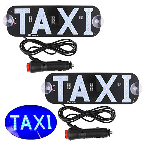 Sdootauto Taxi LED Sign Decor, 2 Pack LED Light Sign Logo, Flashing Hook on Car Window with