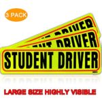 Set of 3 Student Driver Magnet Highly Reflective New Driver Vehicle Bumper Magnet Car Signs Magnetic Sticker Large Bold Visible Text (12 inches)