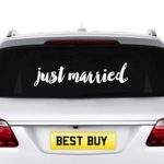 Just Married Wall/Car Sticker Wedding Car Decor Sticker Window Just Married Wedding Vinyl Wall Murals AY1410 (22X5.5, White)