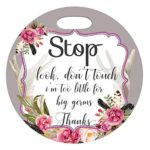 Mumsy Goose Boho Floral Antlers – Stop, Don’t Touch Newborn Baby Girl Car Seat Tag Feathers Floral Stroller Sign Baby Preemie Car Carrier Sign