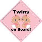 Twins On Board Girls Nipples Cute Funny Baby Sticker Decal Design 5” X 5”