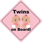 Twins On Board Girls Nipples Cute Funny Baby Sticker Decal Design 5” X 5”