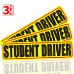 BOTOCAR Student Driver Magnet Car Signs Please Be Patient Student Driver Magnets Reflective Vehicle Bumper Sticker for New Drivers Magnetic Sticker Yellow Large Bold Text 12 x 3 Inch, Pack of 3