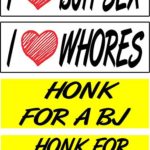 Work House Signs Set of 4 Prank Magnetic Bumper Stickers Magnets Funny Hilarious I Love Whores