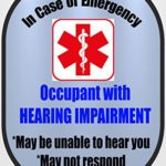 Hearing Impaired Deaf Cochlear Implant Medical Alert Safety Decal Sticker