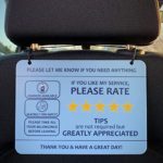 Nebudo Compatible with Lyft Uber (Pack of 2) Rating Tips Appreciated Rideshare Accessories – 7″ x 5″ – Interior Acrylic Headrest Sign – Rate Me Tip No Smoking for 5 Star Rides for Ride-Share Drivers