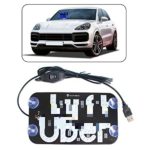 Ride Share LED Sign Decor, Car Lighted Window Decor Lighter Flashing Hook with Suction Cup & DC12V Car USB Charger Inverter, Make Your Car Visible (White & Pink)