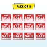 Katzco 9 X 12 Inches for Sale Sign – Pack of 8 All-Weather Plastic Coated Tags for Car Sales, Advertising Signage, Business Purposes, Commercial Posts in Stores, Garage, Booths