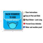 Face Mask Required Sign for car Driver Protection| Vinyl Sticker for cab Taxi. Face-Covering Required Decals- Weatherproof, Safety Decal for Taxi. English