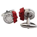 MRCUFF Brake Disc & Red Brake Caliper Sports Car Auto Racing Race Cufflinks in a Presentation Gift Box & Polishing Cloth