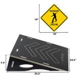 INFIDEZ Wooden Large Skateboard Ramp for Jumping, Skateboard Accessories Comes with Skateboard Sign, Carry Rope Included to Bring Everywhere, Skate Ramps for Skateboard, Bike, Scooter, RC Car (Black)