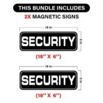 Security Officers Magnetic Signs For Vehicles Trucks, SUV and Cars, Rover, Patrol Security 18″×6″ (2 Pack)(Black)