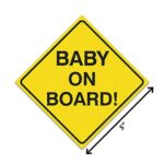 Baby On Board Sticker See Through when Reversing- Baby on Board Stickers for Cars No Need for Suction Cup or Magnets-Strong Adhesive & Durable, 5” by 5”- (Pack of 2) vinyl Baby car decals One Vision Film (5×5 Inch (2pcs))