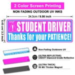 Sukh 3 Pcs Student Driver Car Magnet – New Driver Magnet for Car Funny Cute Reflective Magnetic Bumper Stickers Car Sign for Teen Driving