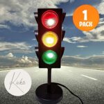 Kicko Traffic Light Lamp with Base – Mini Stop Light Lamp, Blinking – Decoration for Kids’ Bedrooms or Themed Parties – Toy for Pretend Play (11 Inch)