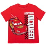 Disney Pixar Cars Lightning McQueen Toddler Boys 2 Pack T-Shirts Gray/Red 3T