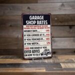 Shop Rates Sign Garage Rustic Wall Décor Mechanic Signs Pops Decorations Mechanics Automotive Man Cave Bar Tin Vintage Mancave Car Funny Retro Plaque Dads Gift 16 x 24 Matte Finish Metal 116240068019