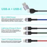6 in 1 Multi USB Universal 1.8M/6Ft Phone Charging Cable?USB A/Type C to Lightning*2+Type C+Micro USB Nylon Braided Sync Charger Cord Adapter for Android/iPhone/iOS/Samsung/Huawei-Uber Signs for Car