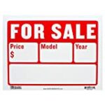 Plastic”for Sale” Sign Board (Size: 9″ x 12″, 2 Lines, Pack of 2) Retail Store/Car/Auto Sale Label Tags