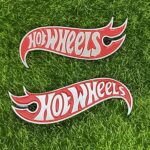 ADADAD 1 Pair Set Hot Wheels Stickers 3D Metal Emblems Side Fender Badge Cover Decal for Car Truck Motorcycle (Silver/Red) Red,Silver