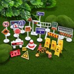 Toyvian 1Set Play Traffic Signs, Street Road Signs Playset Perfect for Car & Train Set for Kids, Kids Road Signs Toy Traffic Cones Mini Roadblocks Toyset Educational Toys