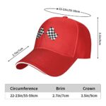 Waldeal Men’s Baseball Caps Checkered Flags Race Car Flag Pole Adjustable Dad Hat Red