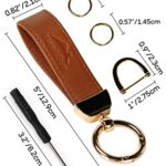 WEEKSUN Leather Car Keychain, Key Chain With Gift Box, Car Keychains, Leather Key Chain Holder, Universal Key Fob Keychain With 2 Keyrings and 1 Screwdriver for Men and Women – Brown