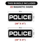 Police Car Magnetic Sign For Off Duty Officers 18″×6″ (2 Pack) (Black)