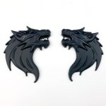 2 PCS in Set Wolf Head Decorations Badge Emblem – for Car Side/Rear/Front Self-Adhesive Sticker Auto Car Truck Motorcycle 3D Emblem Car Accessories
