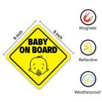 Babypop! Baby on Board Sticker for Cars (Magnetic) – Baby on Board Magnet for Car, Baby on Board Sign – Reflective Safety 2 Pack