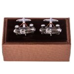 MRCUFF Vintage Retro Race Car Auto Racing Gunmetal Gray Cufflinks Pair in a Presentation Gift Box & Polishing Cloth