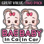 2 Pcs Baby in Car Stickers Sign and Decal for Girl, Baby Car Sticker, Removable Safety Sticker Notice Board, Cute Baby Window Car Sticker, on Board Stickers (Girl Style)