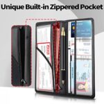 Forvencer Large Capacity Car Registration and Insurance Holder, PU Car Document Holder w/Expandable Zipper Pouch, Glove Box Document Holder for License, Car card and Essential Auto Documents