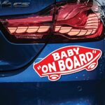EPIC Goods Baby On Board Sticker for Cars, Trucks, Vans [2-Pack] Safety Sign Decal for Kids, Heavy-Duty Waterproof Bumper Sticker – Skateboarding, BMX, Baby Shower Registry Gift (White/Red – Stickers)
