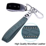 Wisdompro Microfiber Leather Car Keychain, Universal Key Fob Keychain Leather Key Chain Holder with 3 Keyrings and 1 Screwdriver for Men and Women – Blue-gray