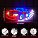 Racing Car Neon Sign LED Neon Light USB Powered Acrylic Wall Decor for Kids Bedroom Boys Room Playroom