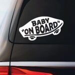 EPIC Goods Baby On Board Sticker for Car Windows, Trucks, SUV’s – Heavy-Duty Vinyl Die Cut Sticker, See-Through Safety Sign (White – Transfer Sticker)