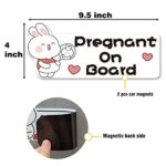 2Pack Safety Pregnant on Board Car Decal,9.5″x4″Vinyl Cute Pregnant on Board Car Sign for Window and Bumper,Pregnant Woman Board Magnet for Cars