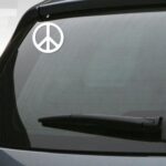 White Peace Sign Symbol Sticker (Logo Vinyl Decal car Hippie Love (3 inch)