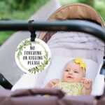 Don’t Touch Baby Sign, No Kissing Baby Car Seat Sign or Stroller Tag, 2 Pack Baby Stroller Car Seat Carrier Tag for Preemie Newborn (5 Inches)