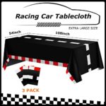Moukeren Racing Car Tablecloth Racetrack Table Covers Car Road Table Runner Disposable Race Table Cloth Car Theme Birthday Decorations Party Supplies, 54 x 108 Inches (3 Pieces)