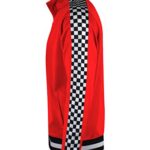 SCREENSHOTBRAND-F11854 Mens Urban Hip Hop Premium Track Jacket – Slim Fit Checker Taped Block Fashion Top-Red-Large