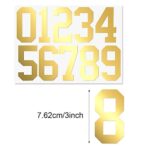 8 Sheets Mailbox Numbers Stickers Waterproof Vinyl Number Stickers Anti Fading Sticker Numbers Self Adhesive Number Decals Pre Spaced Number Signs for Car Home Residence (Gold,3 Inch)