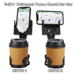 Cup Holder Phone Mount for Car, 2-in-1 Cup Holder Phone Mount, Stable Cup Phone Holder for Car, Car Cup Holder Expander with Phone Mount, Fit for All Smartphones(Black-2pcs)