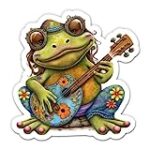 Hippie Frog Peace Stickers – 2 Pack of 3″ Stickers – Waterproof Vinyl for Car, Phone, Water Bottle, Laptop – Peace Love Hippy Decals (2-Pack)