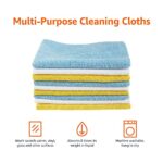 Amazon Basics Microfiber Cleaning Cloth, Non-Abrasive, Reusable and Washable, Pack of 24, Blue/White/Yellow, 16″ x 12″