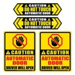 CAUTION AUTOMATIC DOOR DRIVER WILL OPEN DO NOT PULL TOUCH WARNING SIGN for VAN CAR TAXI SUV AUTO WINDOW WATERPROOF UV LAMINATION FADELESS VINYL DECAL SAFETY ADHESIVE STICKERS