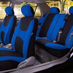 FH Group Car Seat Covers Full Set Blue Black Cloth – Universal Fit, Automotive Seat Covers, Low Back Front Seat Covers, Airbag Compatible, Split Bench Rear Seat, Car Seat Cover for SUV, Sedan, Van