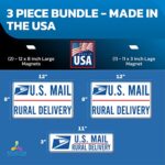 (3 Pack) U.S. Mail Rural Delivery Driver Magnet Sign – USPS Driver Heavy Duty Magnet Print – (2) 12″ x 8″ and (1) 11″ x 3″ – Strong Magnet Material – 30 Mil Thickness – Made in USA