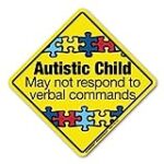Autistic Child Emergency Alert Sticker by Magnet America is 5 ½” x 5 ½” Made for Vehicles, Laptops, and Refrigerators